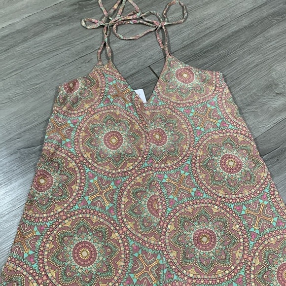 Aiala Boutique NWT Wide Leg Mandela Print Boho Spaghetti Straps Jumpsuit Onesize - Picture 9 of 12